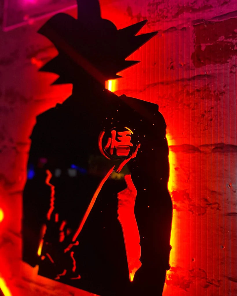 Goku Backlit Engineered Wood wall Hanging Red Anime