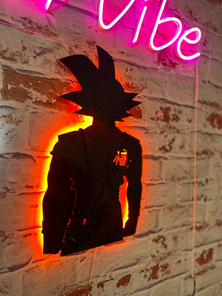 Goku Backlit Engineered Wood wall Hanging Red Anime