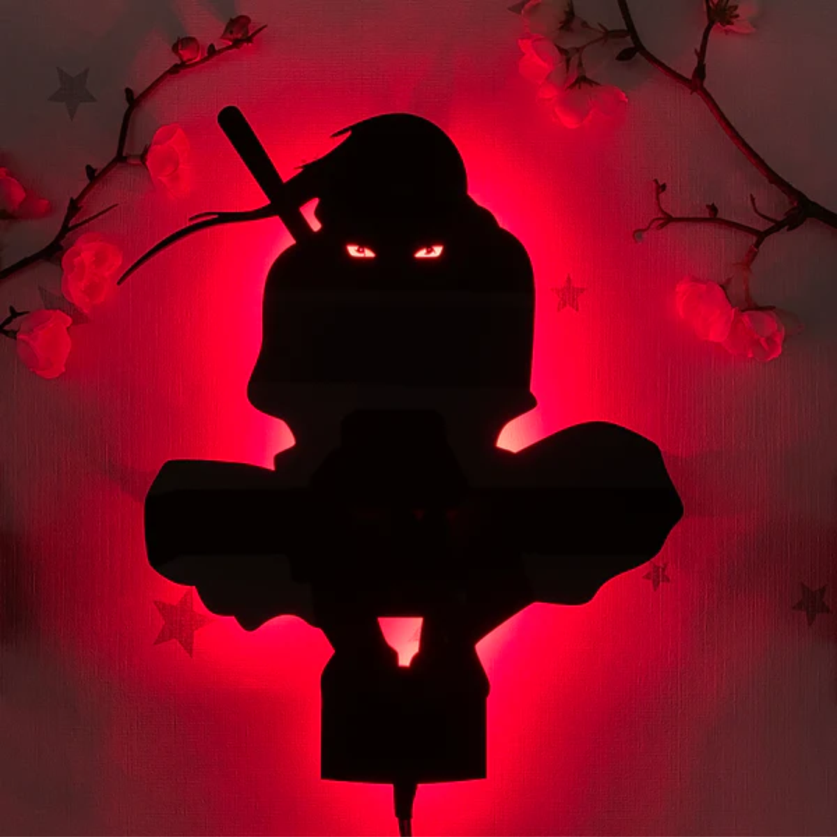 Itachi backlit Engineered Wood Red Anime Wall Hanging.